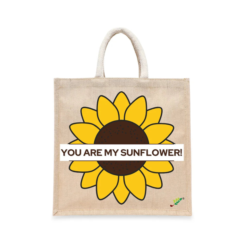 BYFT "You Are My Sunflower" Tote Bag – Bright Floral Graphic Reusable Tote | Eco-Friendly Daily Carry Bag (Set of 1)