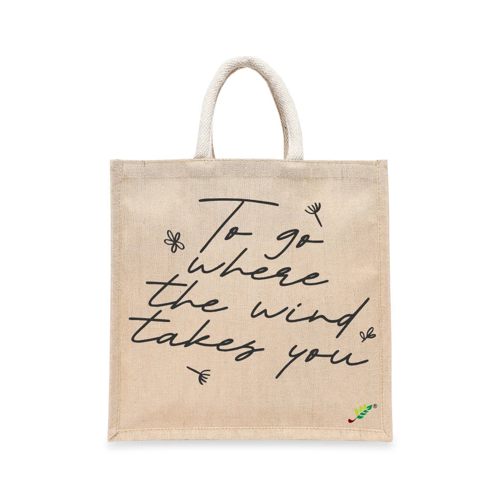 BYFT Inspirational Quote Tote Bag – “To Go Where the Wind Takes You” Reusable Tote | Eco-Friendly Daily Carry Bag (Set of 1)