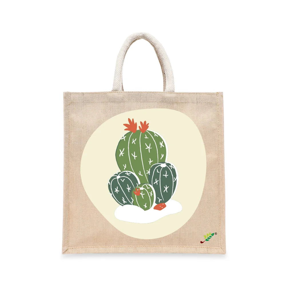 BYFT Botanical Cactus Tote Bag – Vibrant Desert Print Reusable Tote | Everyday Carry Bag (Set of 1)
