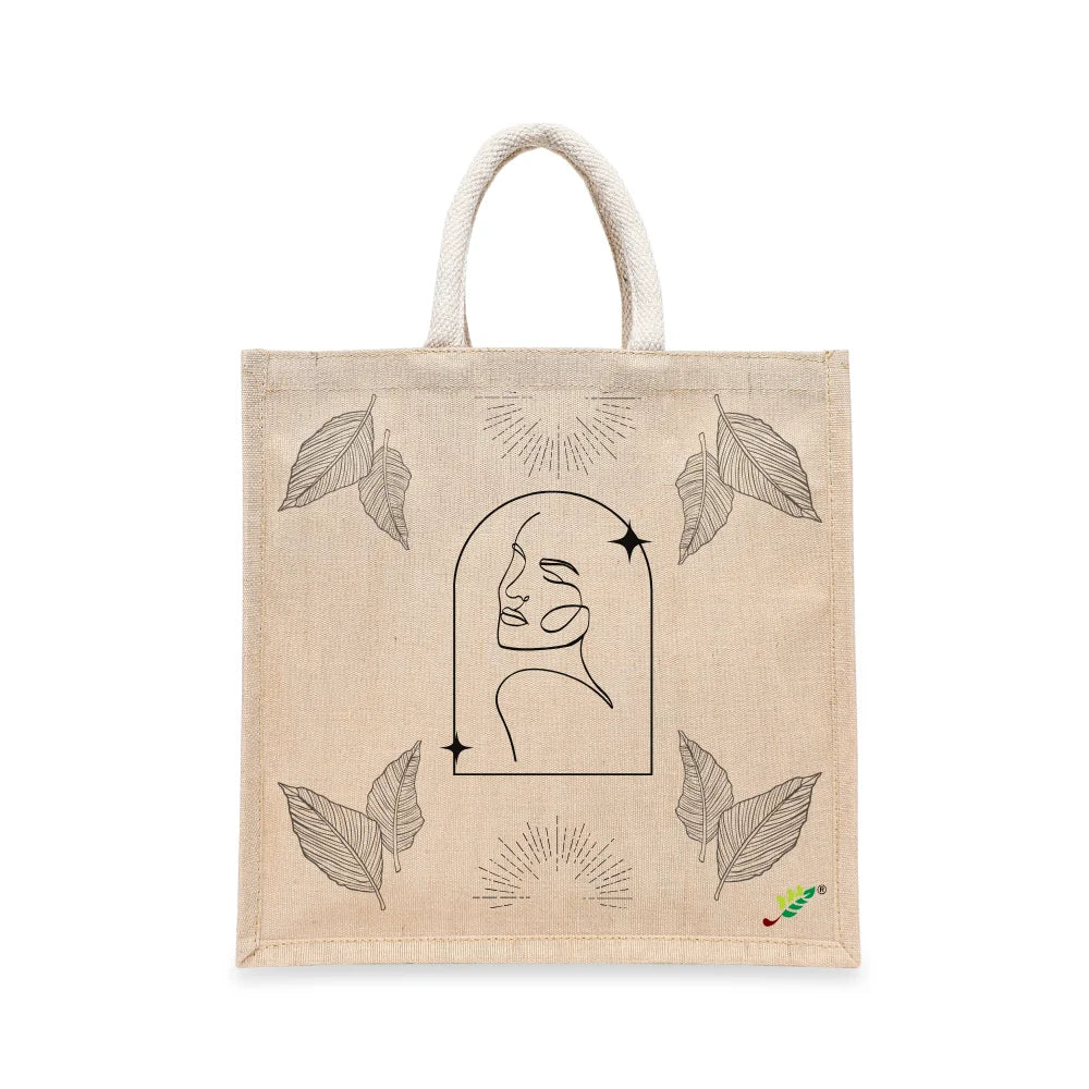 BYFT Artistic Face Tote Bag – “Quiet Muse” Celestial Reusable Tote | Eco-Friendly Daily Carry Bag (Set of 1)