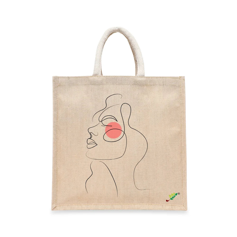 BYFT Minimalist Art Tote Bag – “Blush Muse” Elegant Line Art Printed Tote | Reusable Everyday Carry (Set of 1)