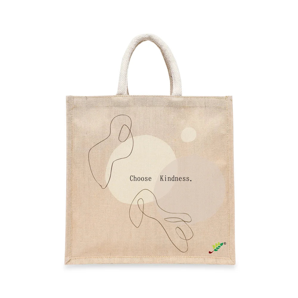 BYFT Minimalist Line Art Tote Bag – “Choose Kindness” Aesthetic Printed Reusable Tote | Eco-Friendly Daily Carry Bag (Set of 1)
