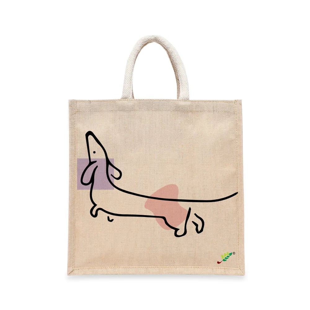 BYFT Dachshund Art Tote Bag – “The Stretch Sketch” Minimalist Dog Reusable Tote | Eco-Friendly Daily Carry Bag (Set of 1)