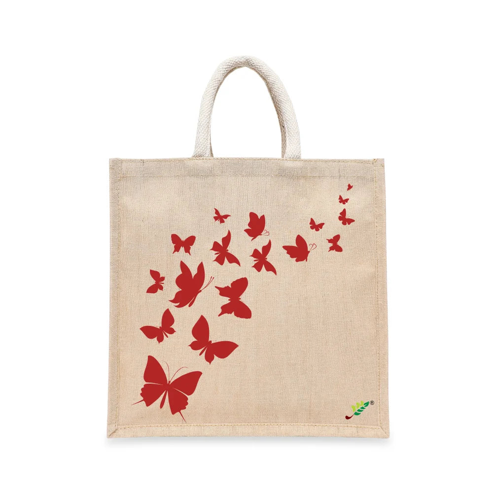 BYFT Artistic Butterfly Tote Bag – Elegant Butterfly Print Reusable Tote | Everyday Carry Bag (Set of 1)