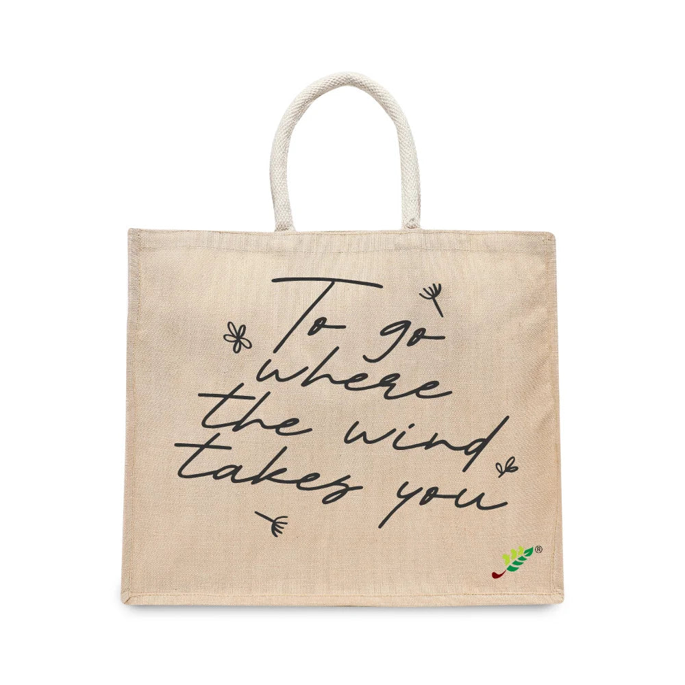 BYFT Inspirational Quote Tote Bag – “To Go Where the Wind Takes You” Reusable Tote | Eco-Friendly Daily Carry Bag (Set of 1)