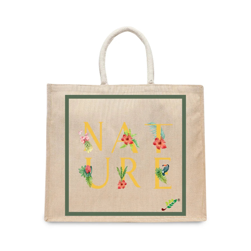 BYFT Tropical Botanical Tote Bag – “NATURE” Floral & Toucan Reusable Tote | Eco-Friendly Daily Carry Bag (Set of 1)