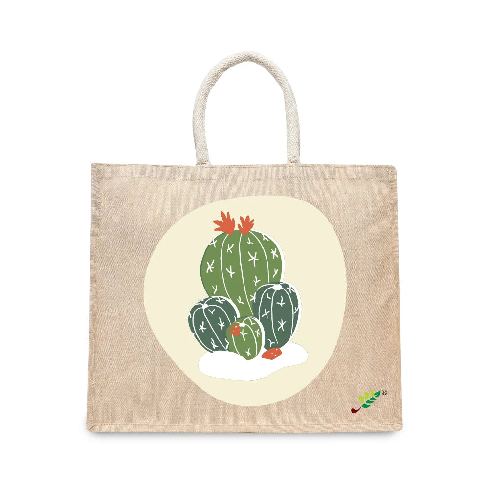 BYFT Botanical Cactus Tote Bag – Vibrant Desert Print Reusable Tote | Everyday Carry Bag (Set of 1)