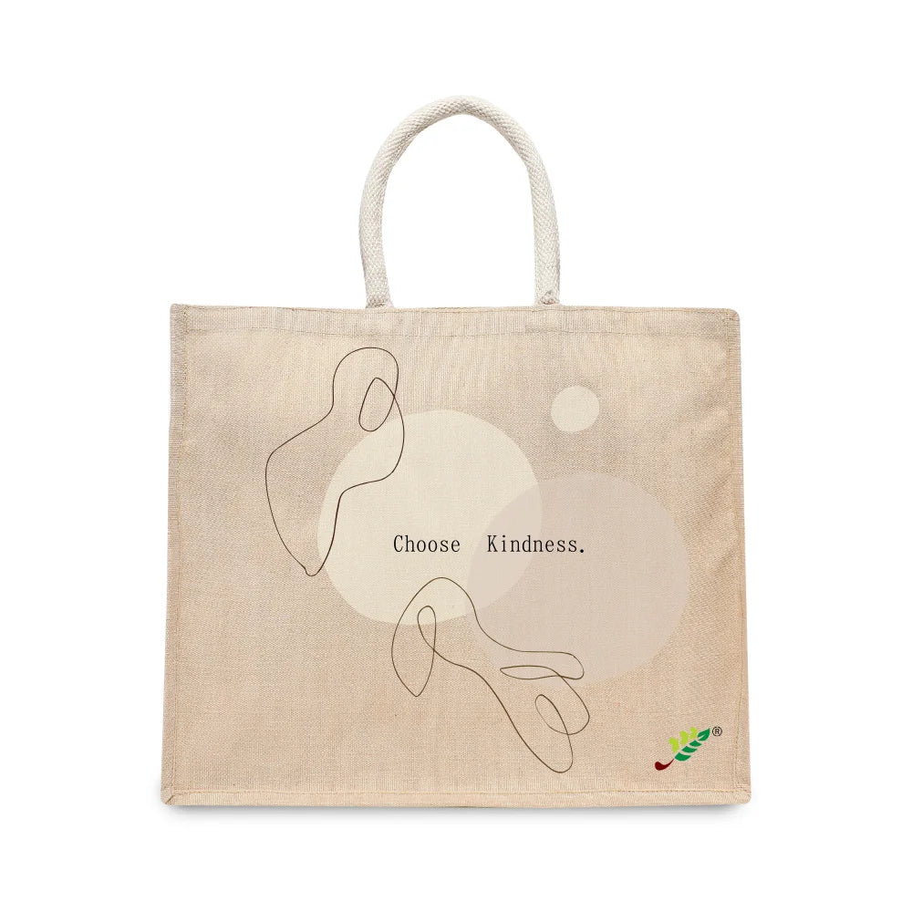 BYFT Minimalist Line Art Tote Bag – “Choose Kindness” Aesthetic Printed Reusable Tote | Eco-Friendly Daily Carry Bag (Set of 1)