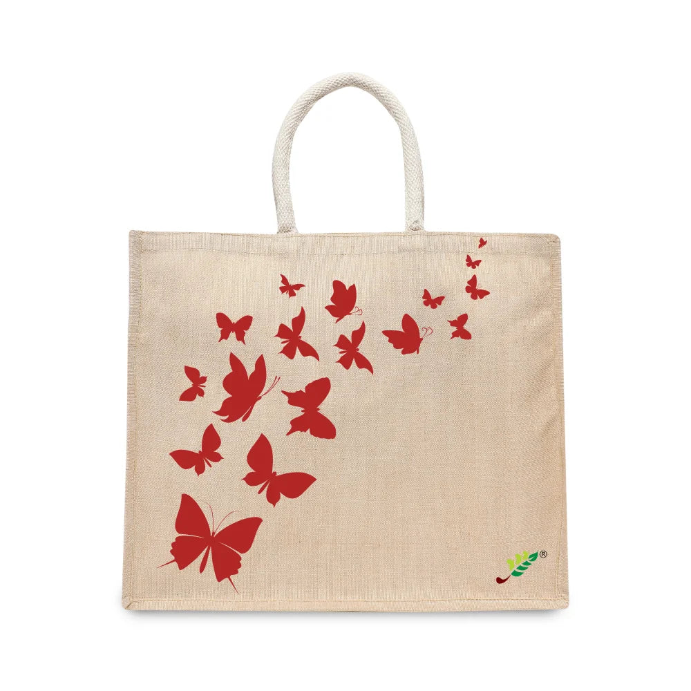 BYFT Artistic Butterfly Tote Bag – Elegant Butterfly Print Reusable Tote | Everyday Carry Bag (Set of 1)