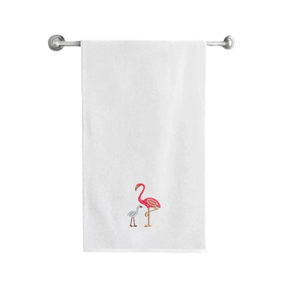 BYFT Iris Embroidered For You - Flamingo with Baby Flamingo Designed Towel