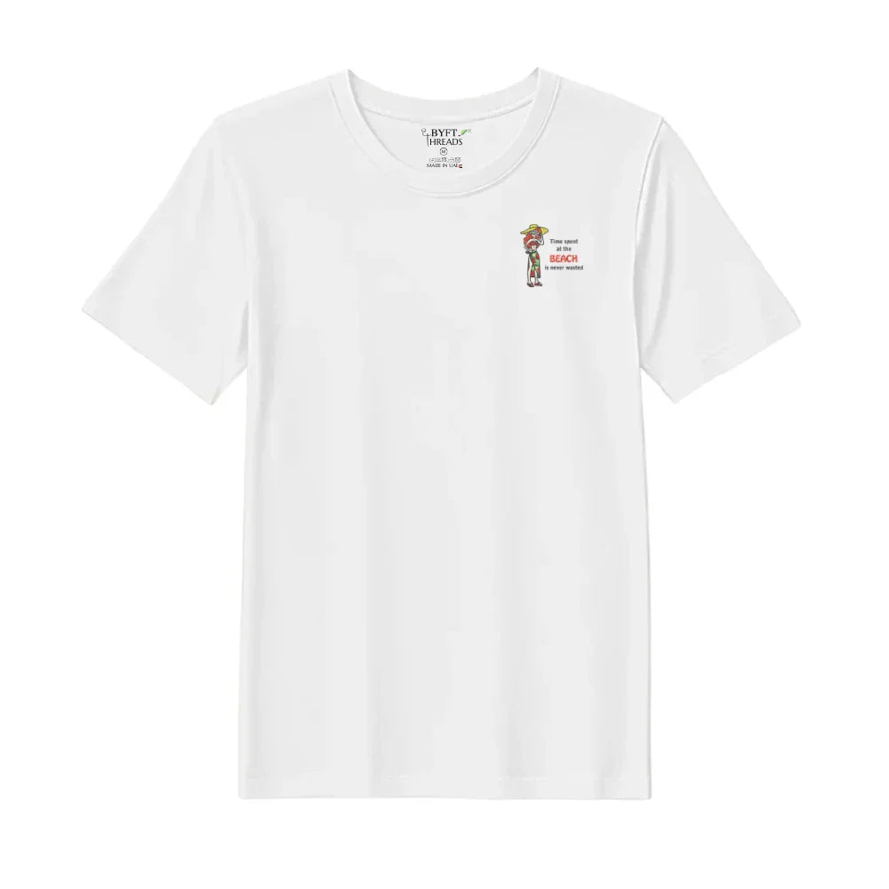 BYFT Threads Embroidered For You T-Shirt - Time Spent at the Beach Design