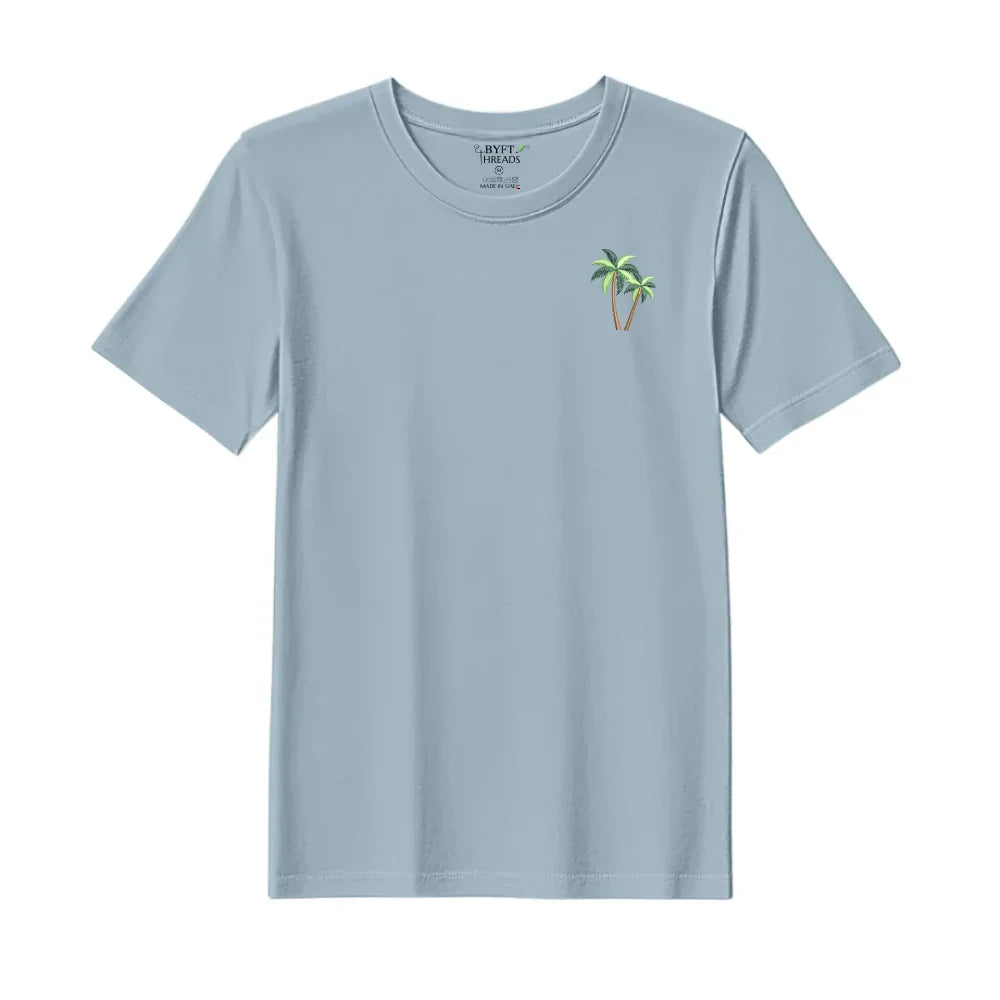 BYFT Threads Embroidered For You T-Shirt - Coconut Tree Design