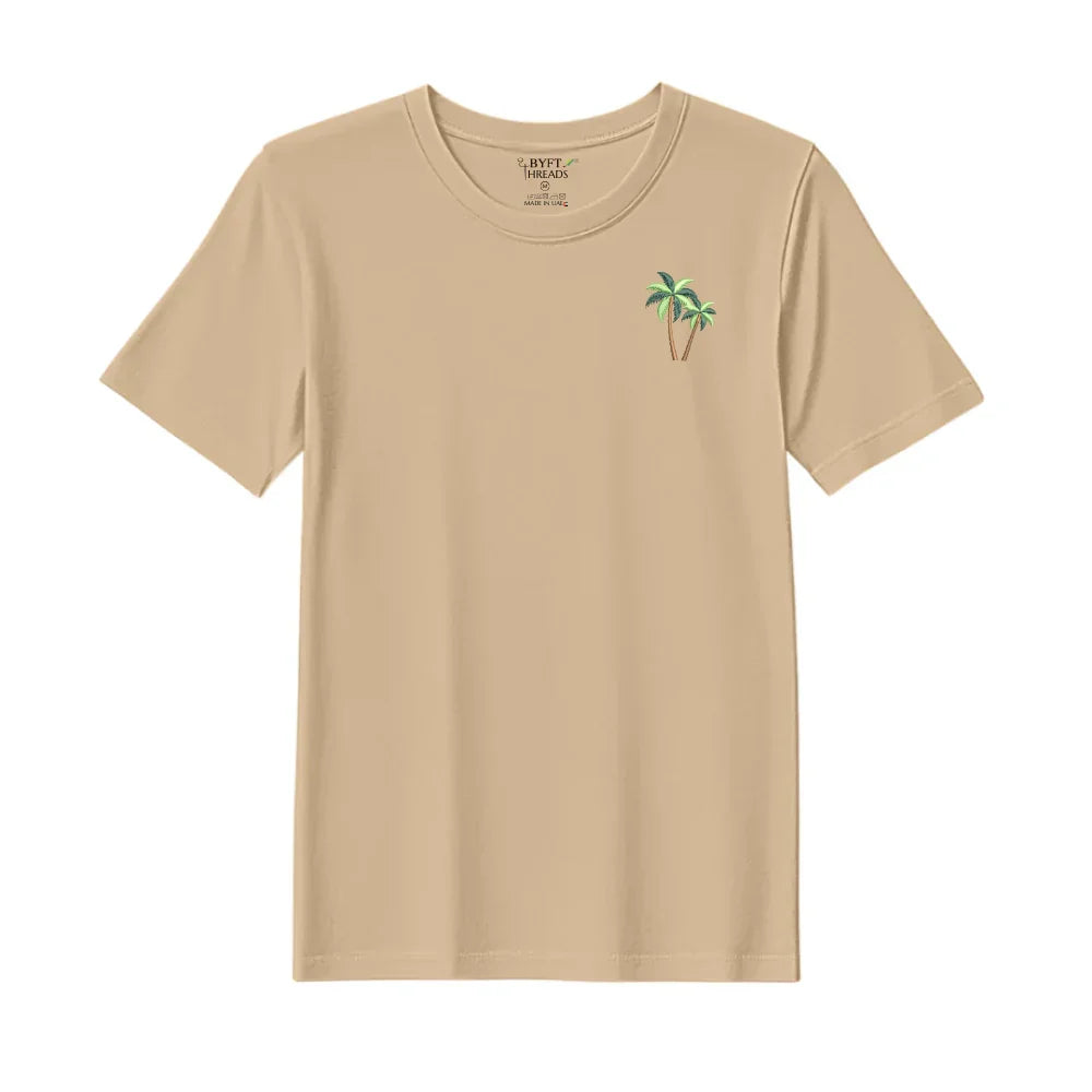 BYFT Threads Embroidered For You T-Shirt - Coconut Tree Design
