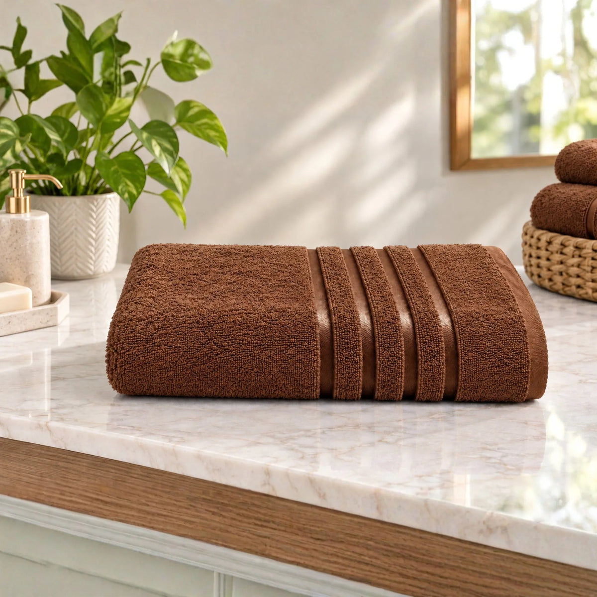 BYFT Home Serene Bath Towel 70 x 140 Cm | Premium Cotton Towel with Dobby