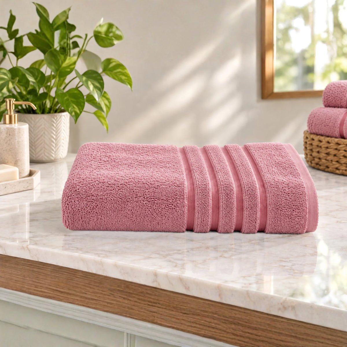 BYFT Home Serene Bath Towel 70 x 140 Cm | Premium Cotton Towel with Dobby