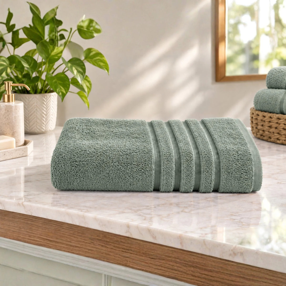 BYFT Home Serene Bath Towel 70 x 140 Cm | Premium Cotton Towel with Dobby