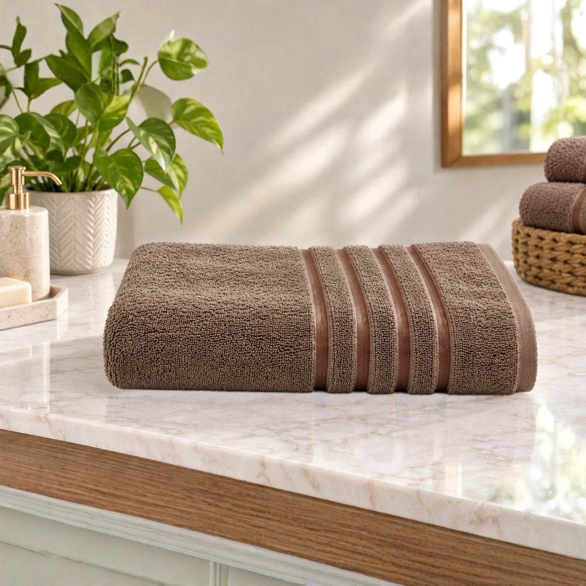 BYFT Home Serene Bath Towel 70 x 140 Cm | Premium Cotton Towel with Dobby