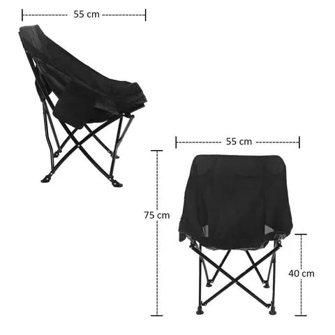 BYFT Comfortable Moon Black Chair with Cup Holder for Camping