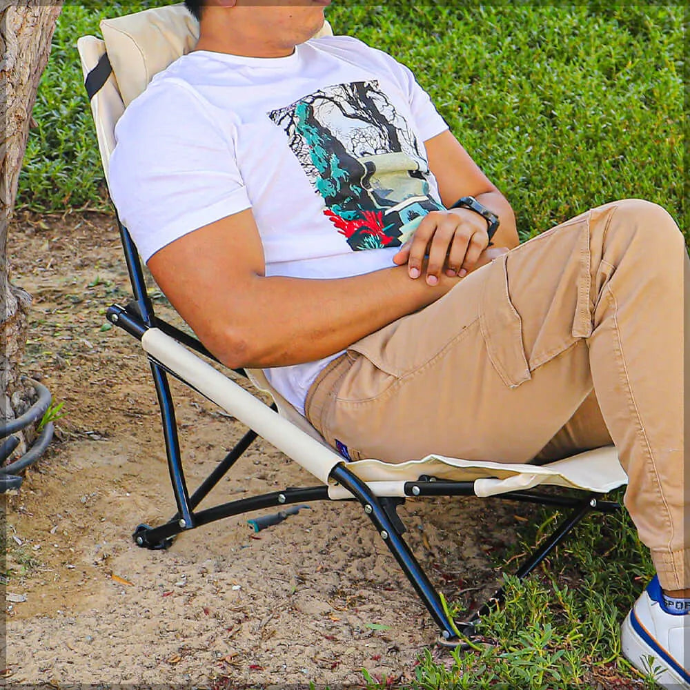 BYFT Patio Lounge Low Height Chair with Arm Rest for Reading Garden Chair