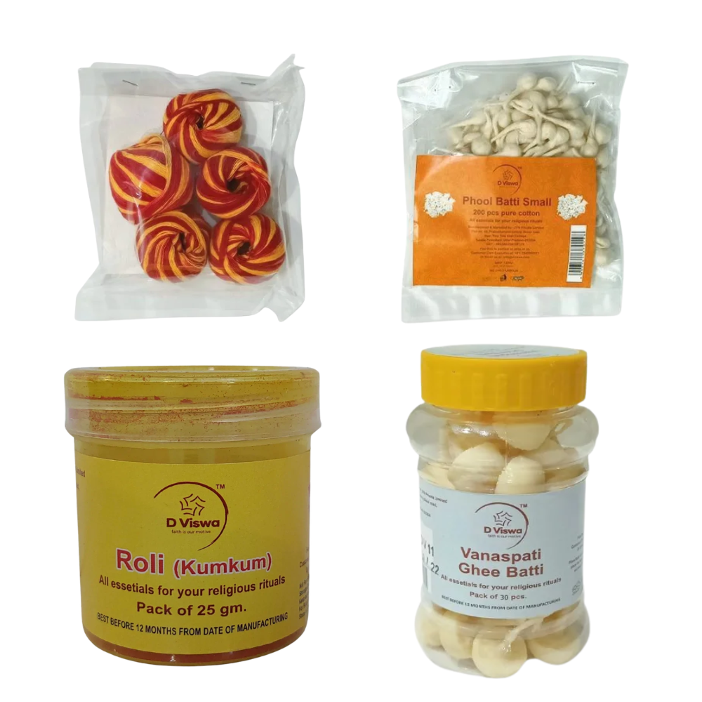 D Viswa Diwali Pooja Starter Kit with Roli Kumkum, Kalawa & Batti