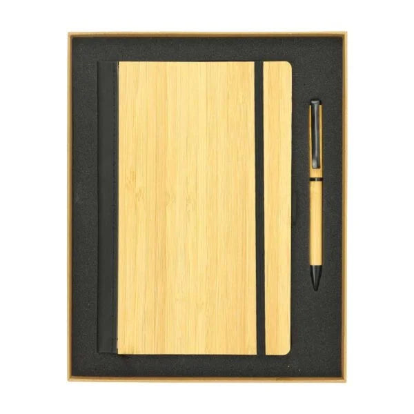 BYFT Bamboo Journal Set with A5 Size Notebook and Pen Set of 01