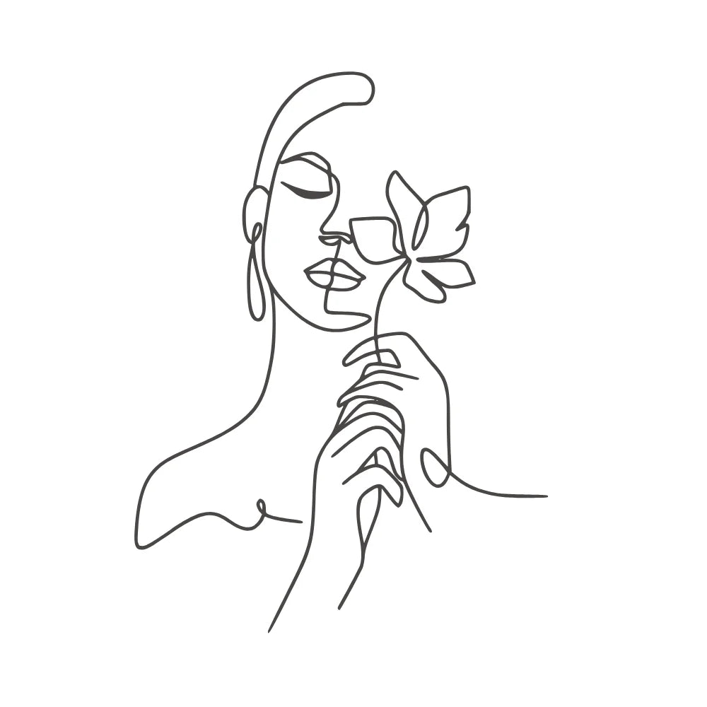 BYFT Minimalist Art Tote Bag – “Blossom Muse” Elegant Line Art Printed Tote | Reusable Everyday Carry (Set of 1)