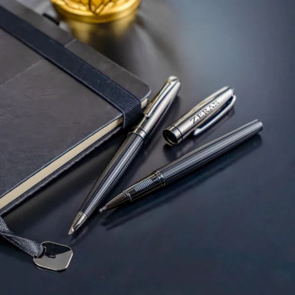 BYFT Black Metal Pen Set with Matte & Glossy Finish in PU Leather Box Set of 01