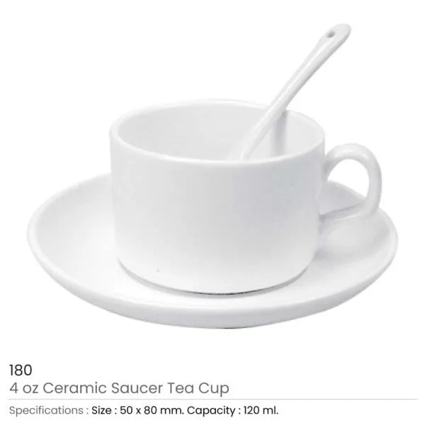 BYFT Ceramic Saucer Teacups with Spoon
