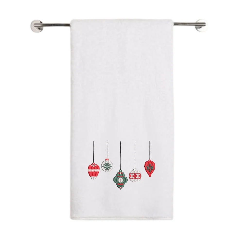 BYFT Embroidered For You Personalised Cotton Towel - Christmas - Ornament Set Design High Quality Embroidery Perfect For Gifting
