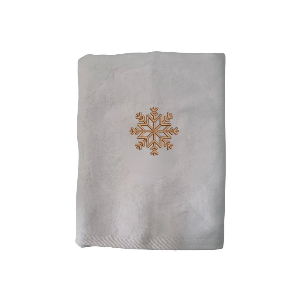BYFT Embroidered For You Personalised Cotton Towel - Christmas - Snowflakes Design High Quality Embroidery Perfect For Gifting