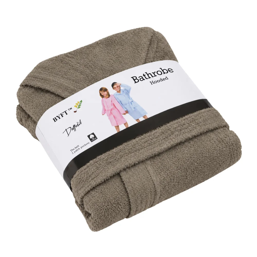 BYFT Daffodil Kids Hooded Bathrobe Luxury Cotton Soft, Absorbent, Quick-Dry