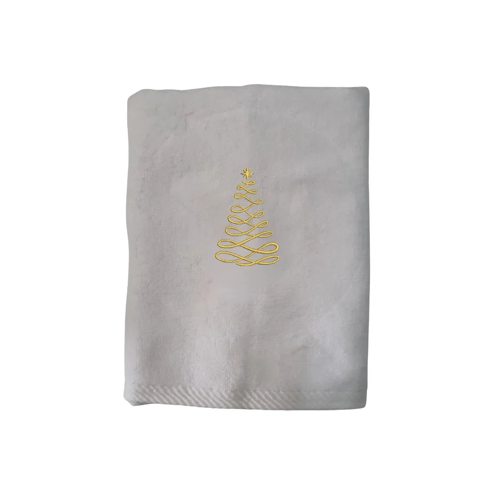 BYFT Embroidered For You Personalised Cotton Towel - Christmas - Elegant Loop Christmas Tree Design High Quality Embroidery Perfect For Gifting