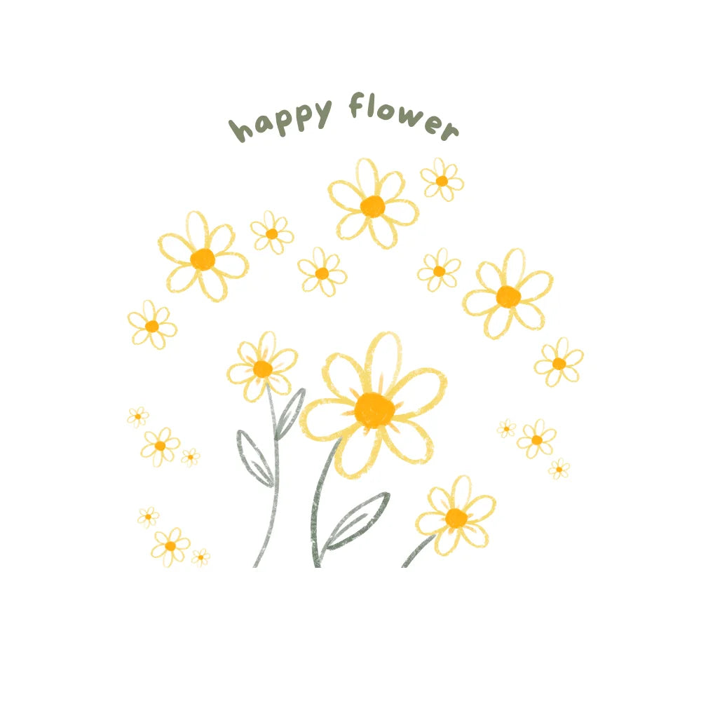 BYFT Whimsical Floral Tote Bag – “Happy Flower” Daisy Reusable Tote | Eco-Friendly Daily Carry Bag (Set of 1)