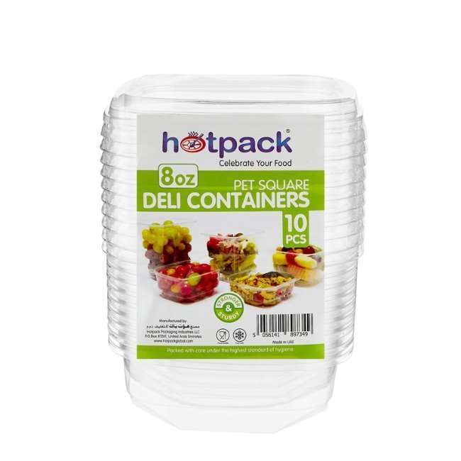Hotpack Deli Container with Lid - 10 Pcs | PET Food Storage
