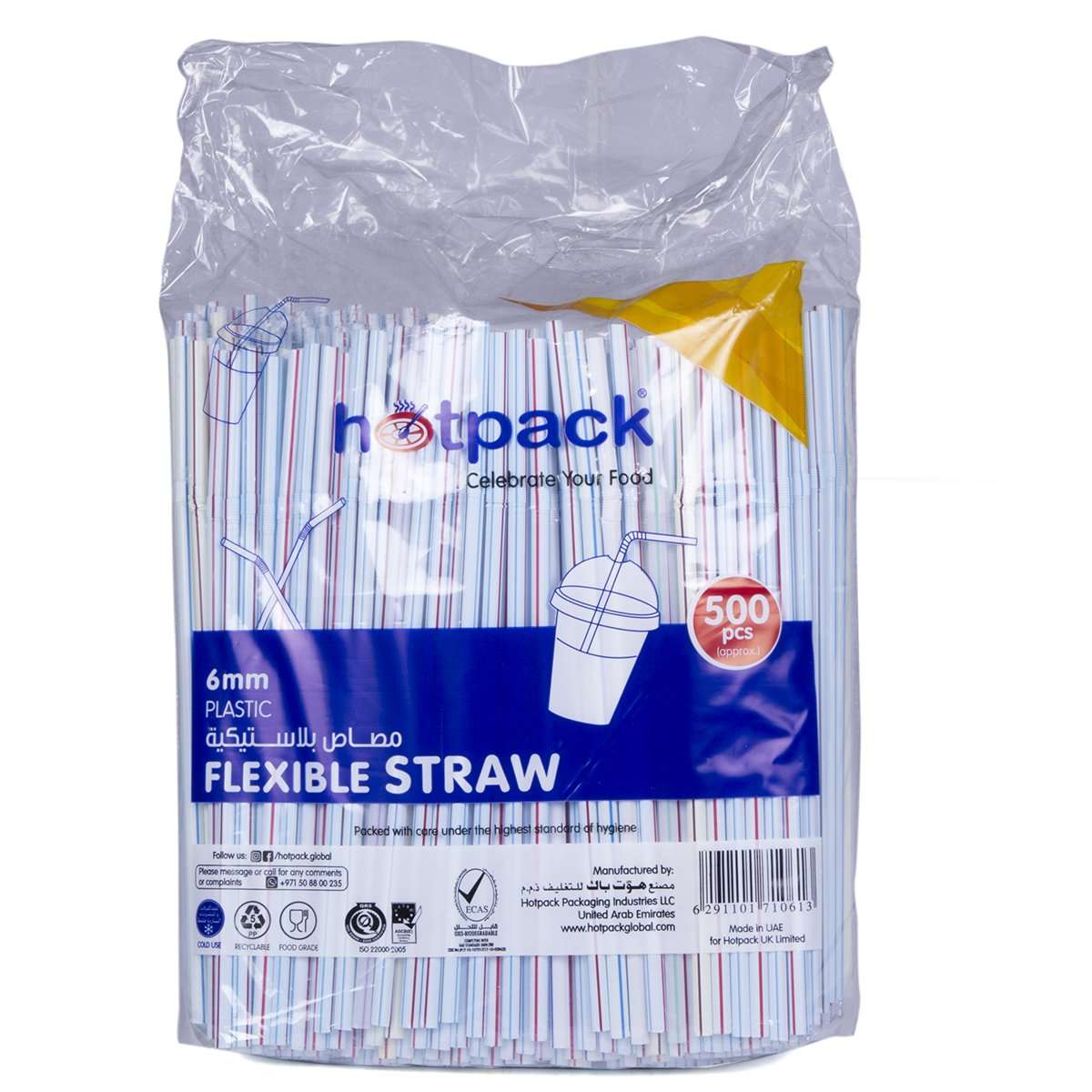 Hotpack Flexible Straw 6mm - 500 Pcs | Jumbo Straw Pack