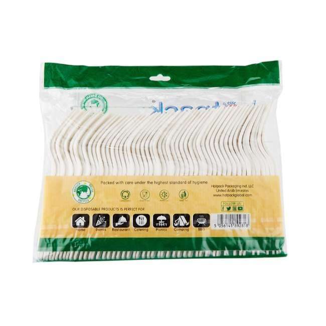 Hotpack Heavy Duty Biodegradable Fork - 50 Pcs | Eco-Friendly Cutlery