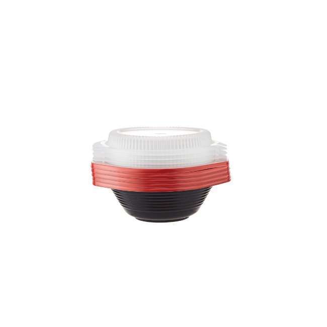 Hotpack Red & Black Soup Bowl with Lid - 5 Pcs | Leak-Proof Bowl