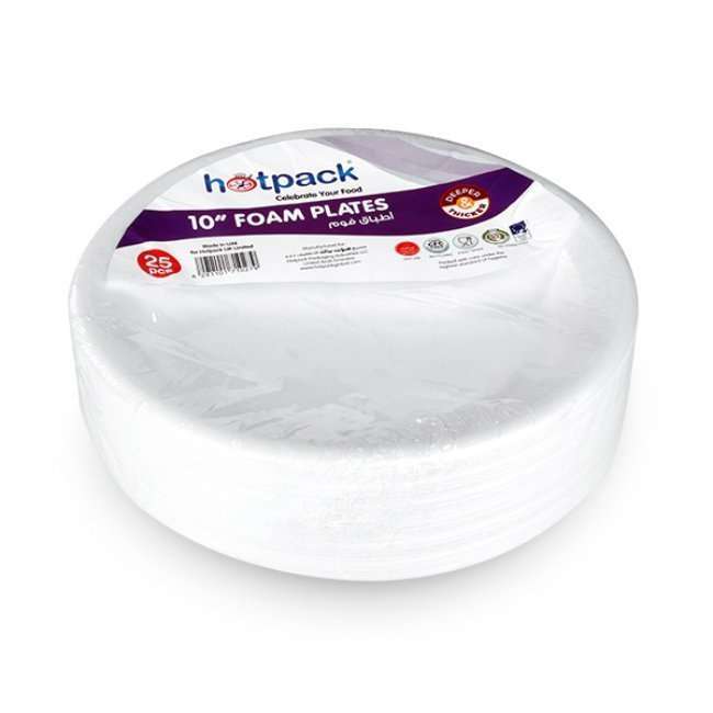 Hotpack Round Foam Plate - 25 Pcs | Lightweight Dinner Plate