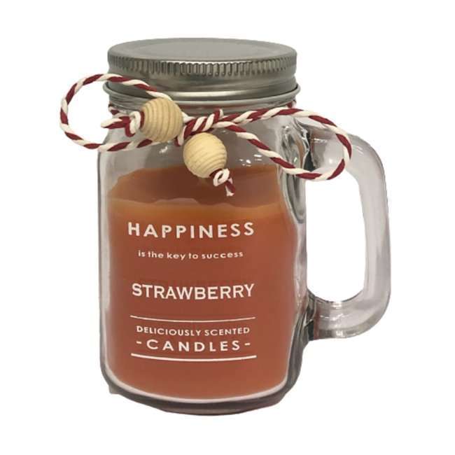 BYFT Scented Jar Candle - Strawberry - Sweet & Fruity Aromatherapy Candle for Home & Gifts