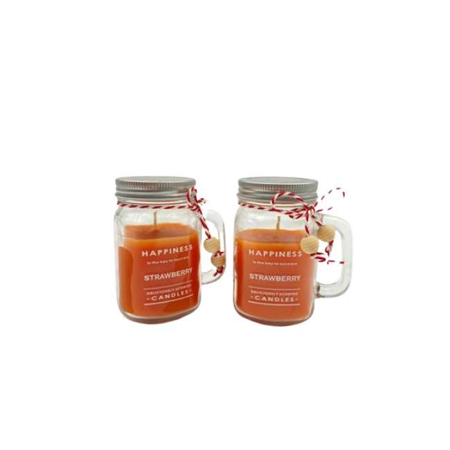 BYFT Scented Jar Candle - Strawberry - Sweet & Fruity Aromatherapy Candle for Home & Gifts