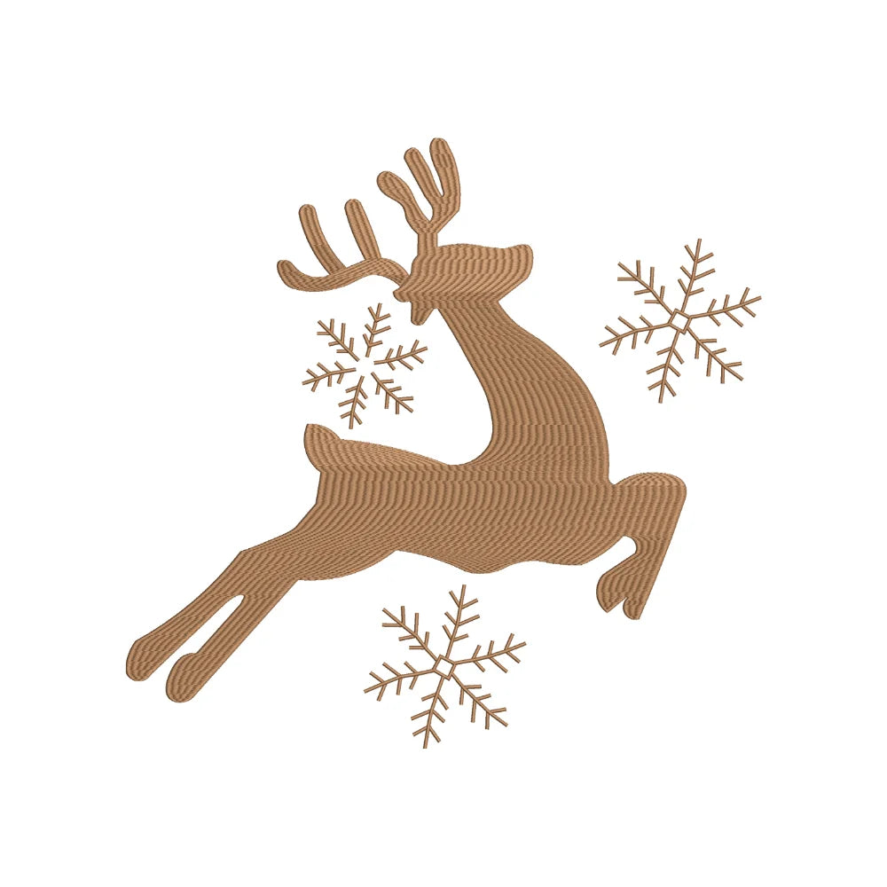 BYFT Embroidered For You Personalised Cotton Towel - Christmas - Leaping Reindeer with Snowflakes Design High Quality Embroidery Perfect For Gifting