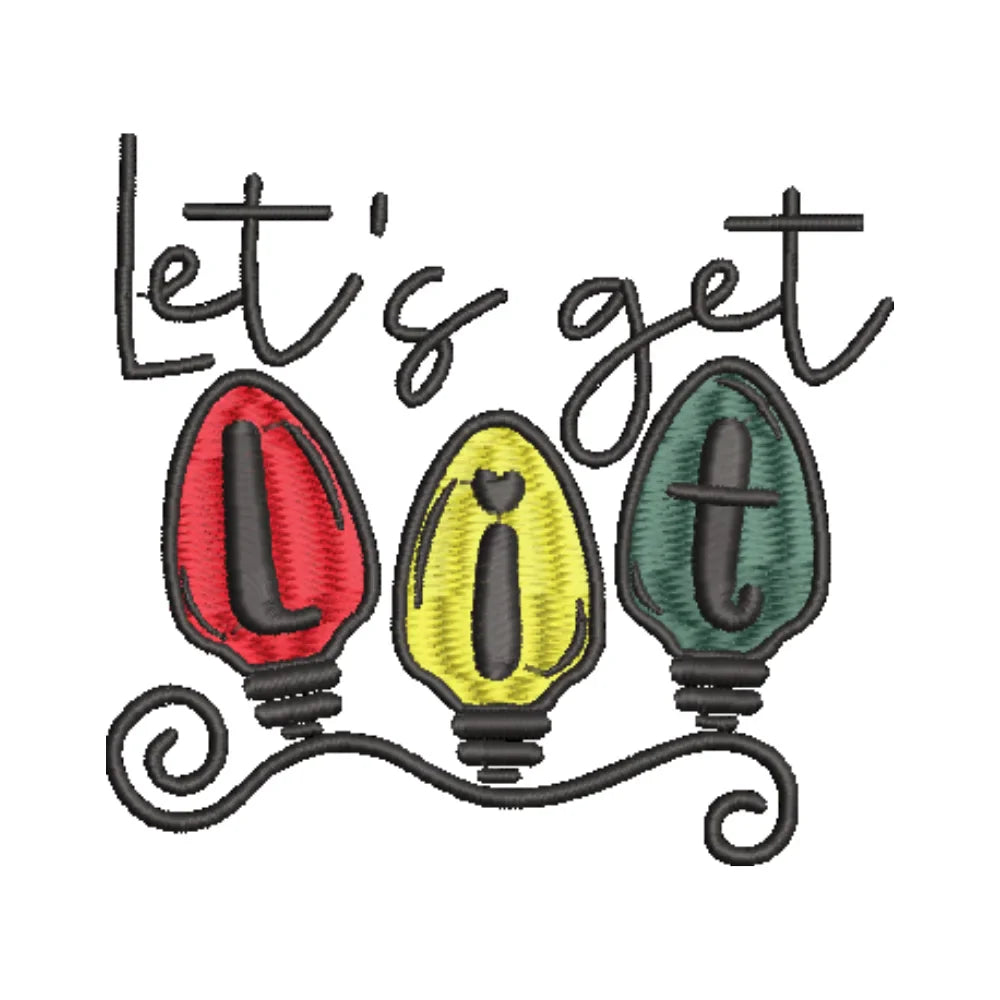 BYFT Embroidered For You Personalised Cotton Towel - Christmas - Let’s Get Lit Christmas Lights Design High Quality Embroidery Perfect For Gifting
