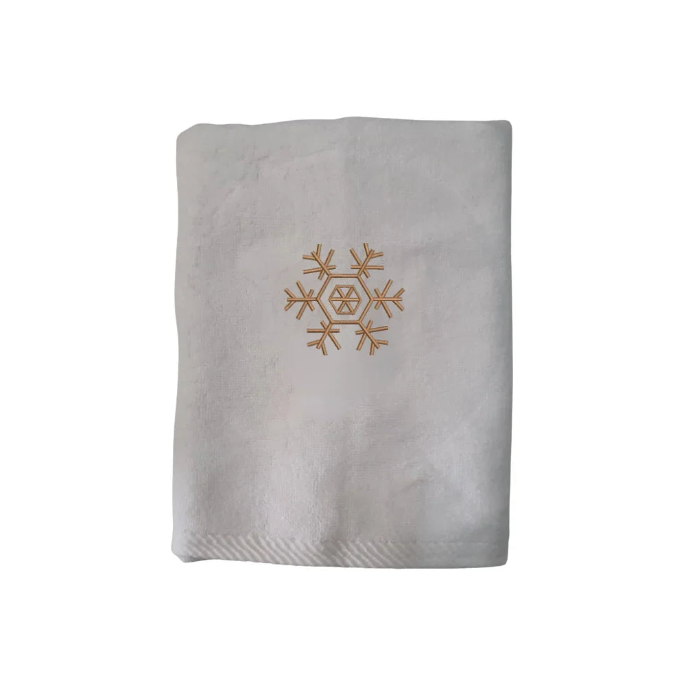 BYFT Embroidered For You Personalised Cotton Towel - Christmas - Minimal Snowflake Line Design High Quality Embroidery Perfect For Gifting