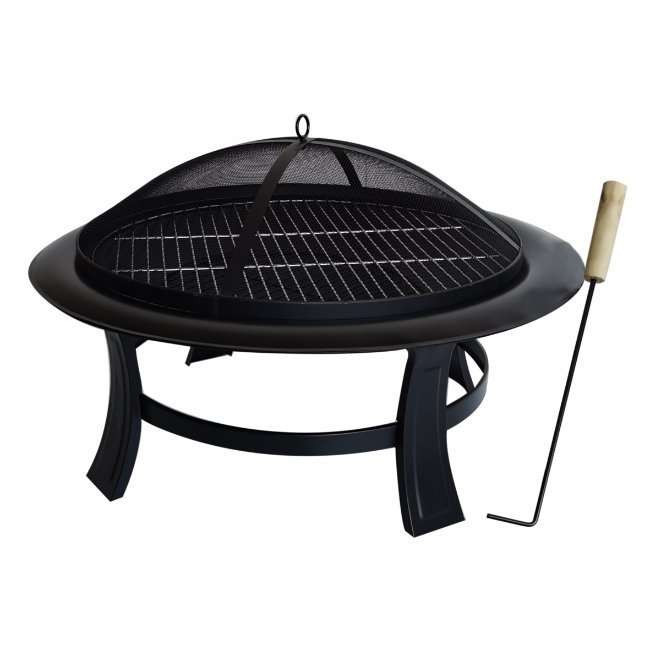 Paradiso Outdoor Fire Pit BBQ 74cm - Portable Charcoal Grill with Mesh Lid for Backyard & Camping