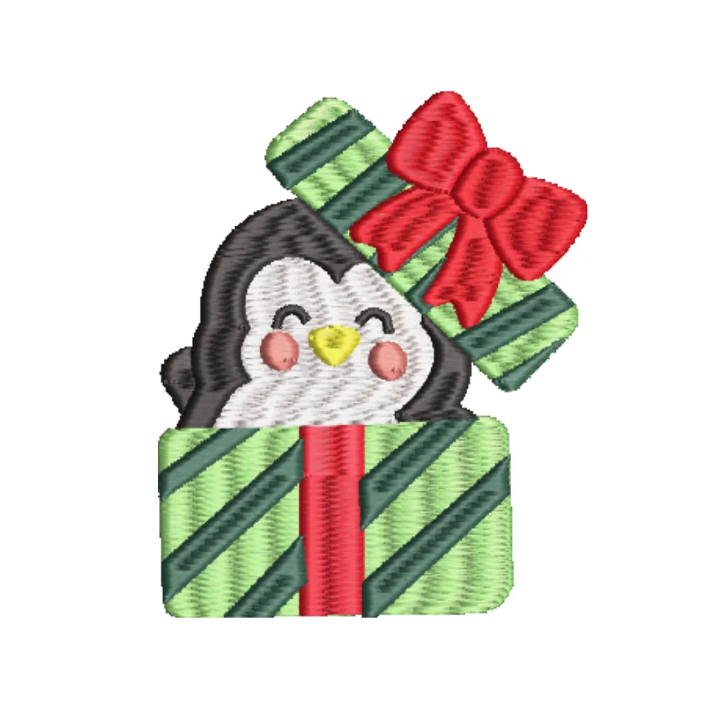 BYFT Embroidered For You Personalised Cotton Towel - Christmas - Penguin Gift Box Design High Quality Embroidery Perfect For Gifting