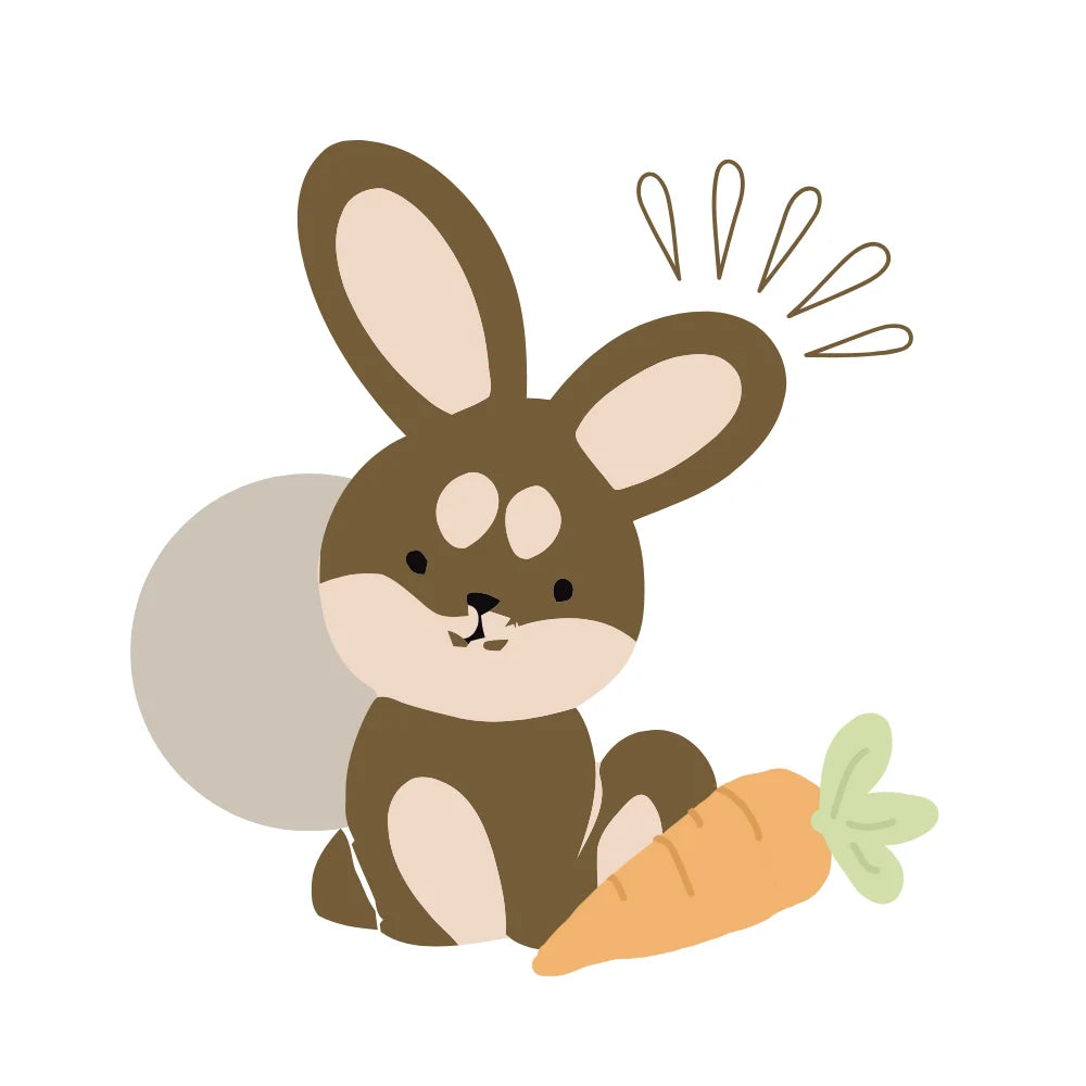 BYFT Adorable Bunny Tote Bag – Brown Rabbit & Carrot Reusable Tote | Eco-Friendly Daily Carry Bag (Set of 1)