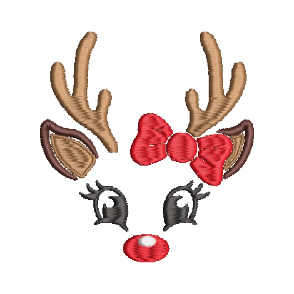 BYFT Embroidered For You Personalised Cotton Towel - Christmas - Reindeer Face with Bow Design High Quality Embroidery Perfect For Gifting