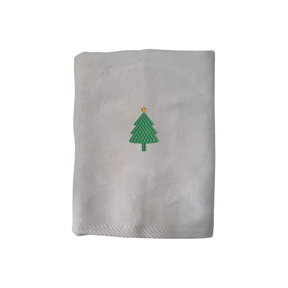 BYFT Embroidered For You Personalised Cotton Towel - Christmas - Simple Christmas Tree with Star Design High Quality Embroidery Perfect For Gifting