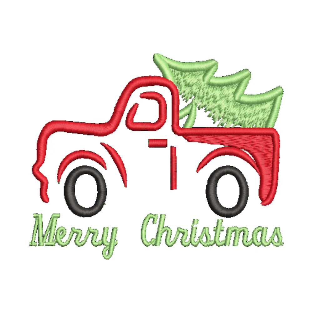BYFT Embroidered For You Personalised Cotton Towel - Christmas - Vintage Christmas Truck with Tree Design High Quality Embroidery Perfect For Gifting