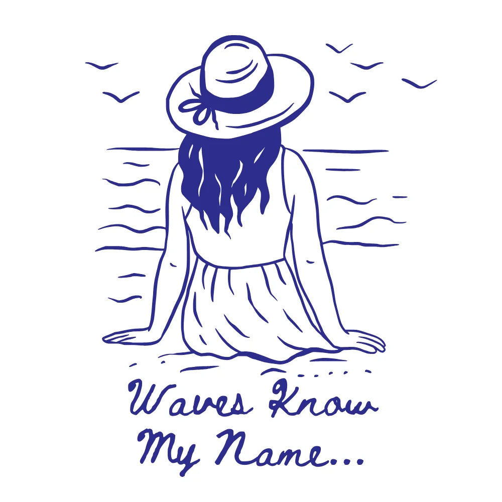 BYFT Nautical Women's Tote Bag – “Waves Know My Name” Blue Reusable Tote | Eco-Friendly Daily Carry Bag (Set of 1)